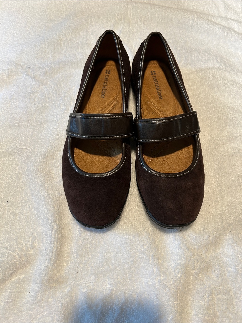 Naturalizer Dark Brown Suede Mary Janes with Leather Strap